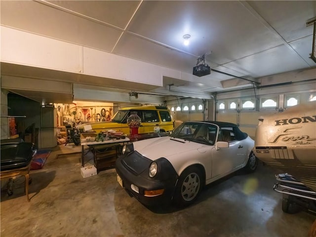 garage with a garage door opener