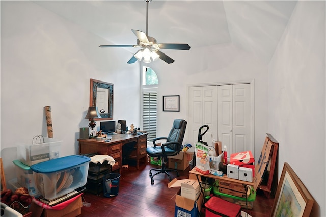 104 Cay Trce, Brunswick, GA 31525 - office area with a ceiling fan and dark wood-style flooring