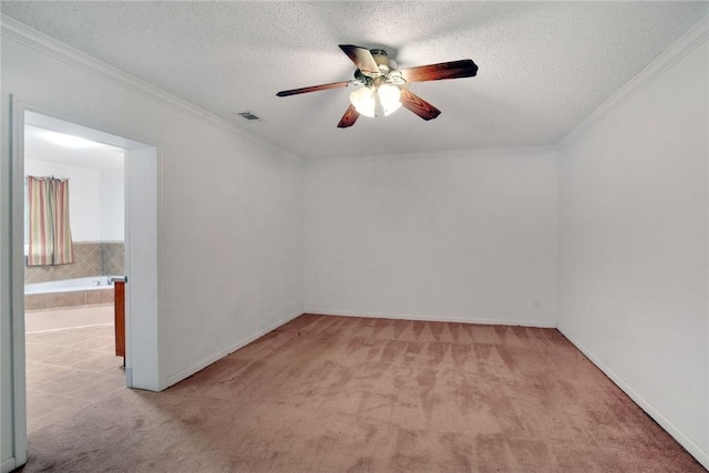 124 Ryals Rd, Brunswick, GA 31523 - unfurnished room featuring ceiling fan, light colored carpet, crown molding, and a textured ceiling