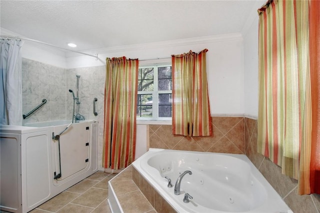 124 Ryals Rd, Brunswick, GA 31523 - full bathroom featuring a whirlpool tub, crown molding, and tile patterned floors