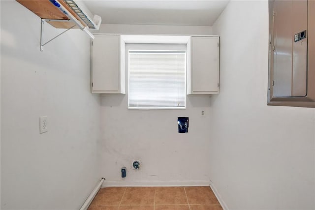 124 Ryals Rd, Brunswick, GA 31523 - washroom featuring electric panel, gas dryer hookup, and light tile patterned floors