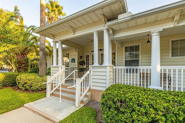 doorway to property featuring covered porch