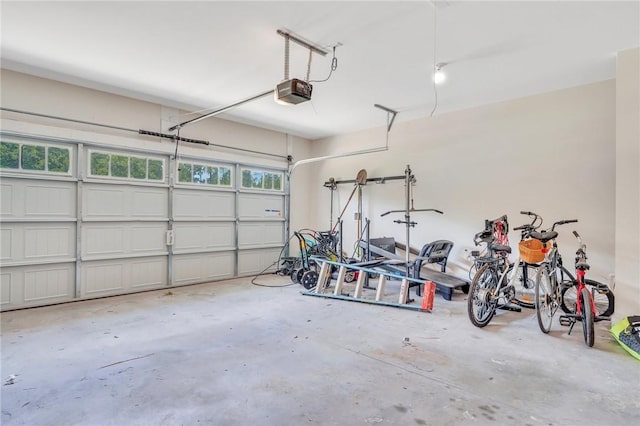 garage with a garage door opener