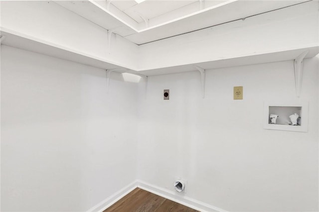 washroom featuring washer hookup, dark hardwood / wood-style floors, and hookup for an electric dryer