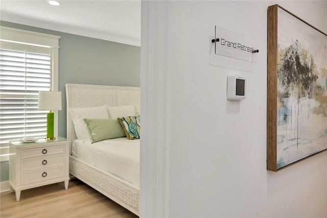 bedroom featuring light hardwood / wood-style floors