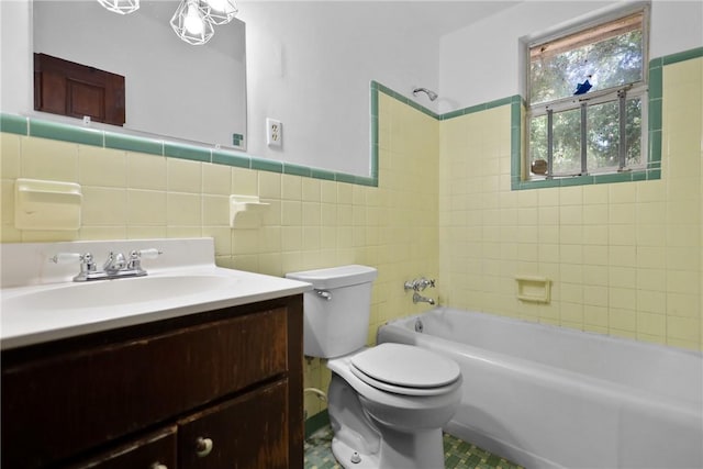 4365 US Highway 341, Jesup, GA 31545 - full bathroom with tile walls, shower / bathtub combination, vanity, and tile patterned floors