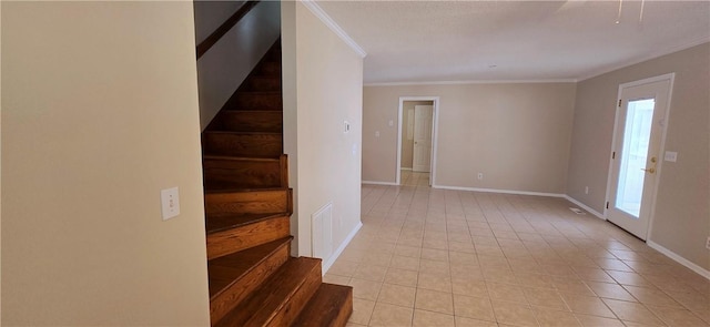 146 Don El St, Brunswick, GA 31523 - stairway featuring tile patterned flooring and crown molding