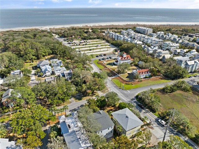 aerial view with a residential view and a water view