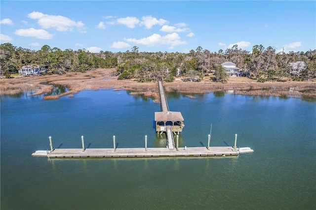 view of dock featuring a water view