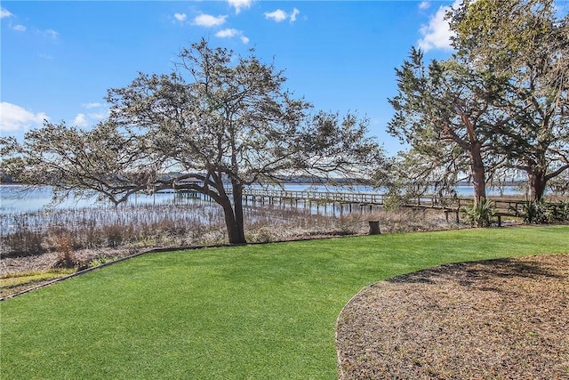 view of yard featuring a water view