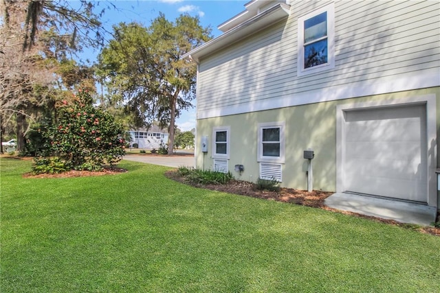 exterior space with a garage