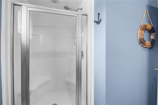 bathroom featuring a shower stall