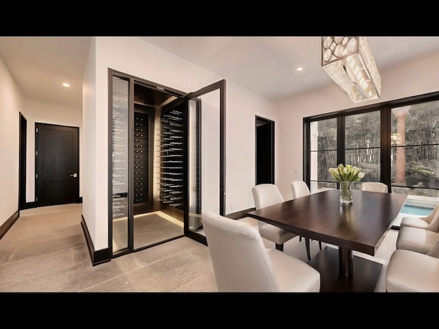 view of carpeted dining space