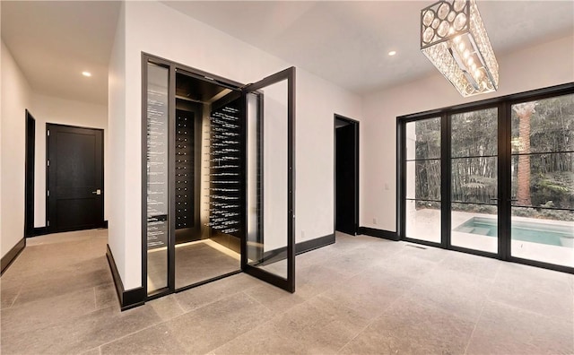 wine room featuring french doors