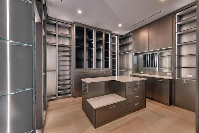 walk in closet featuring light hardwood / wood-style flooring