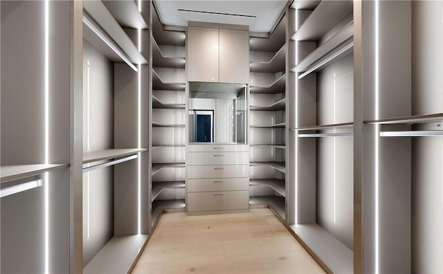 spacious closet featuring light wood-type flooring