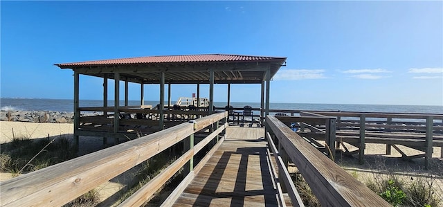 dock area featuring a water view