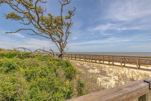 exterior space with a view of the beach