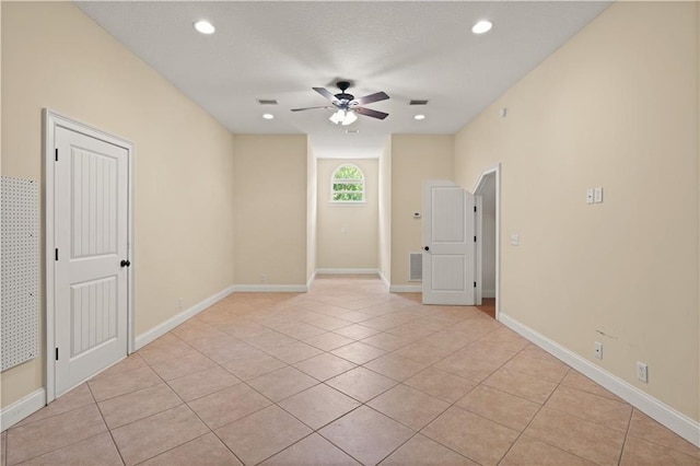 114 Wedge Wood Ct, Brunswick, GA 31525 - empty room featuring ceiling fan, light tile patterned floors, recessed lighting, and baseboards