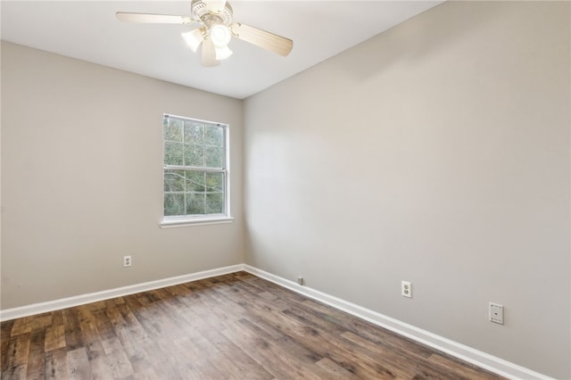 spare room featuring hardwood / wood-style flooring and ceiling fan