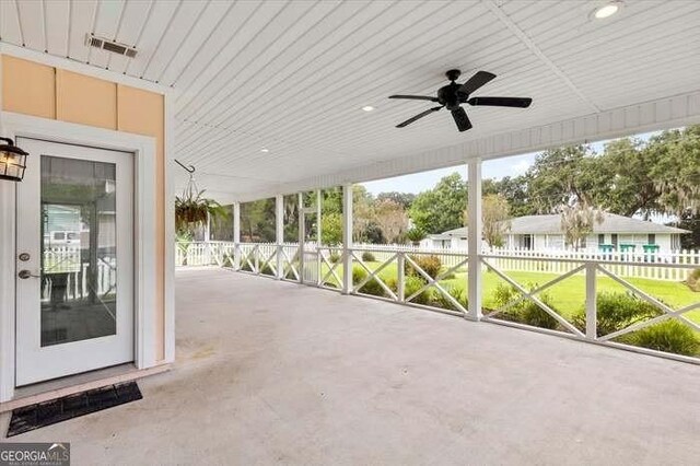 view of patio with ceiling fan