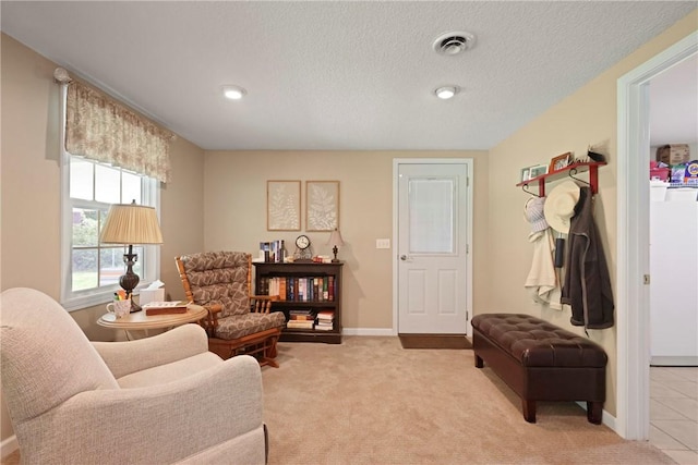 314 King David Rd, Jesup, GA 31545 - living area featuring light carpet, a textured ceiling, and recessed lighting