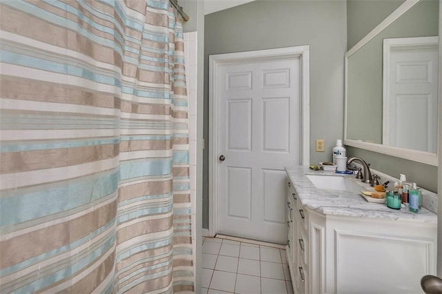 159 Crooked River Dr, Woodbine, GA 31569 - full bath featuring tile patterned flooring, vanity, and a shower with shower curtain