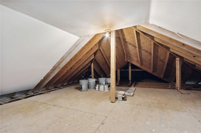 view of unfinished attic