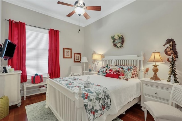 655 Littlefield St, Jesup, GA 31546 - bedroom featuring crown molding, wood finished floors, and a ceiling fan