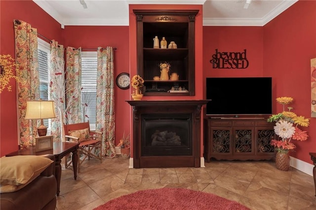 655 Littlefield St, Jesup, GA 31546 - living room with crown molding and a fireplace