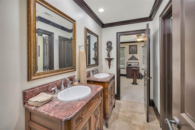 265 Harbor Pointe Dr, Brunswick, GA 31523 - bathroom featuring vanity and ornamental molding