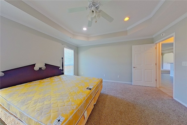 6121 Stoney Brook Dr, Blackshear, GA 31516 - carpeted bedroom featuring recessed lighting, baseboards, a raised ceiling, and ornamental molding