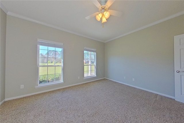 6121 Stoney Brook Dr, Blackshear, GA 31516 - spare room featuring ceiling fan, baseboards, and ornamental molding
