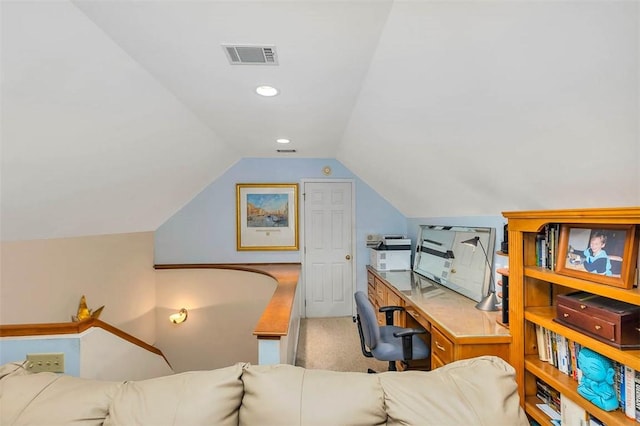 407 Butler Ave, Saint Simons Island, GA 31522 - office area with carpet and vaulted ceiling