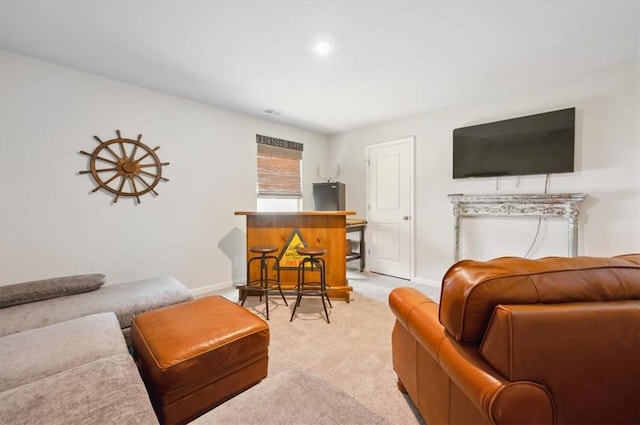 102 Cathead Ln, Darien, GA 31305 - living area featuring baseboards and light colored carpet