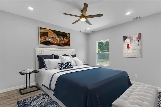 1329 New Castle St, Savannah, GA 31415 - bedroom with wood finished floors, recessed lighting, baseboards, and ceiling fan