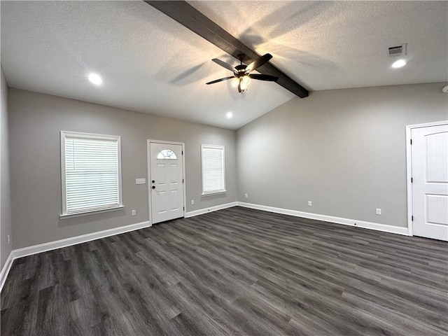 1029 N Church St, Odum, GA 31555 - foyer entrance with dark wood finished floors, ceiling fan, baseboards, a textured ceiling, and recessed lighting