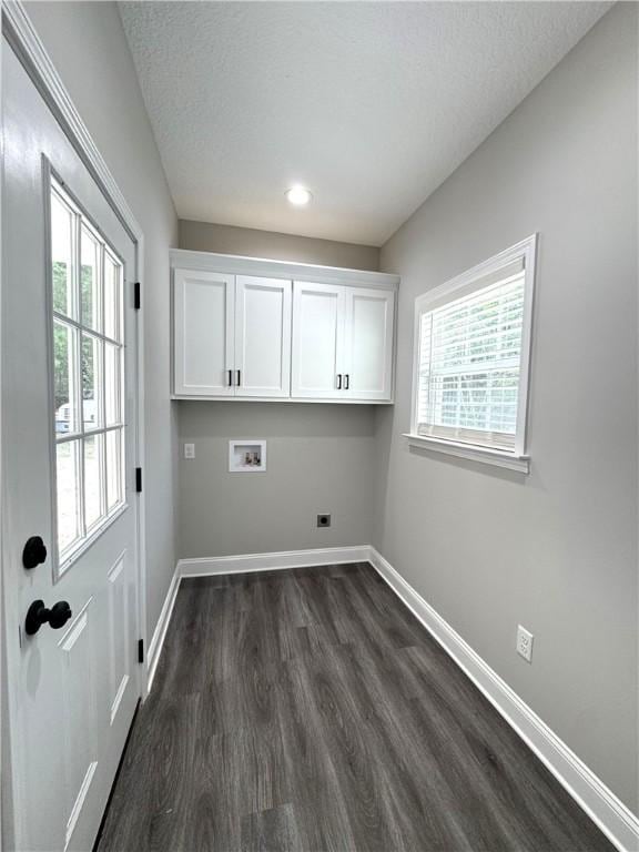 1029 N Church St, Odum, GA 31555 - laundry area with cabinet space, washer hookup, healthy amount of natural light, dark wood-style floors, and recessed lighting