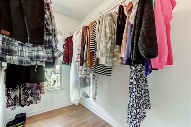 walk in closet featuring light hardwood / wood-style floors