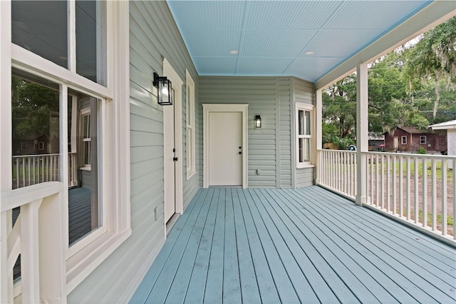 wooden terrace with covered porch