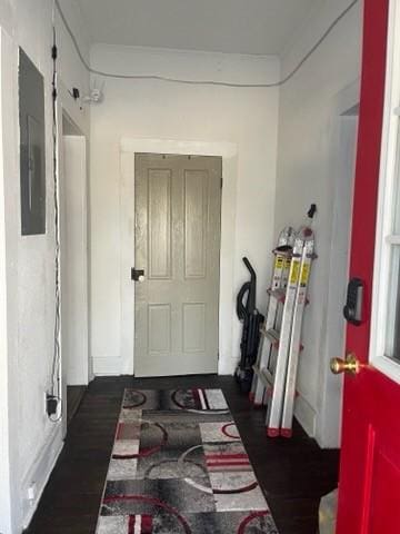 322 Archer St, Waycross, GA 31501 - entryway with electric panel and dark wood finished floors
