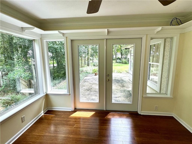 unfurnished sunroom featuring french doors