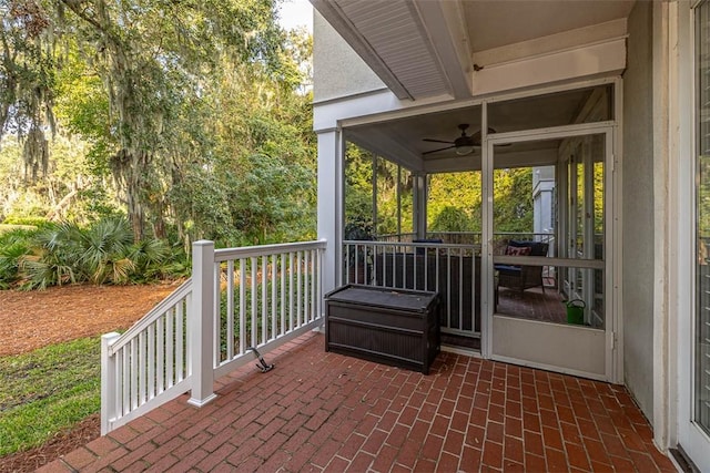 view of patio with ceiling fan