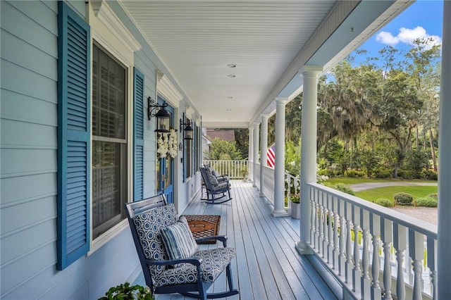 wooden deck with a porch