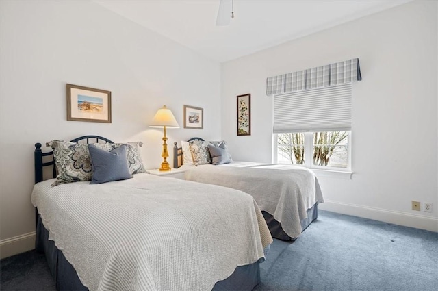 bedroom with carpet flooring and ceiling fan