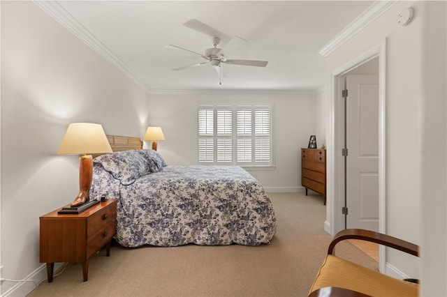 1045 Sinclair Pointe Pt, Saint Simons Island, GA 31522 - carpeted bedroom featuring crown molding and a ceiling fan