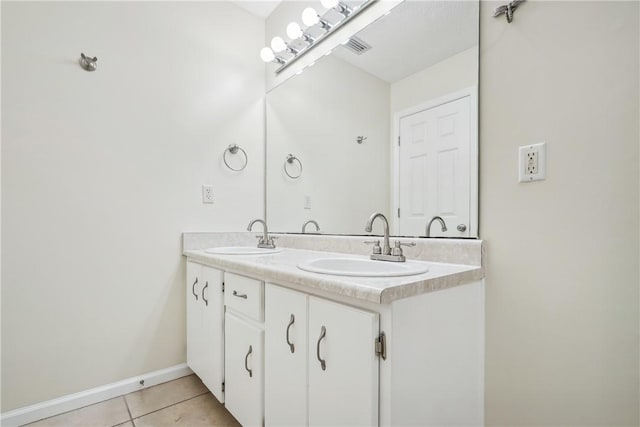 bathroom with tile patterned flooring and vanity