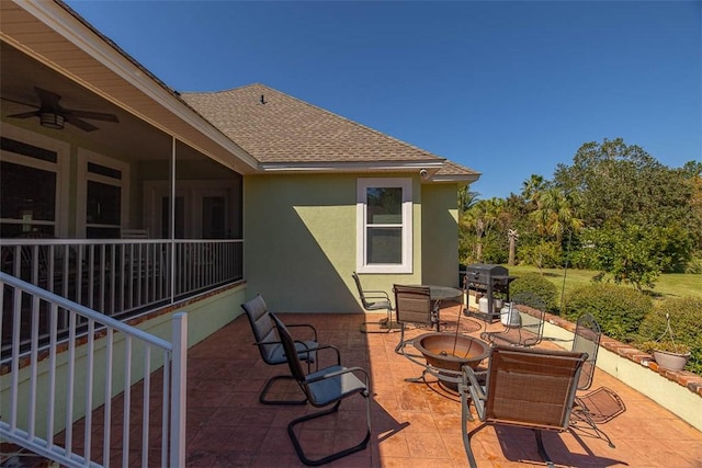 view of patio / terrace featuring grilling area and ceiling fan