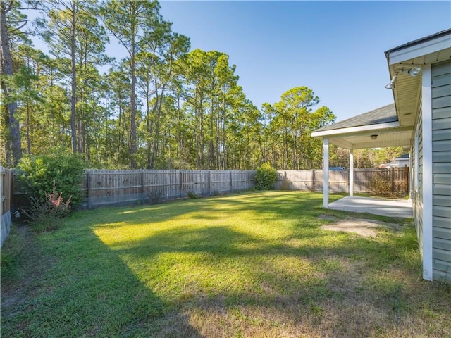 view of yard with a patio area