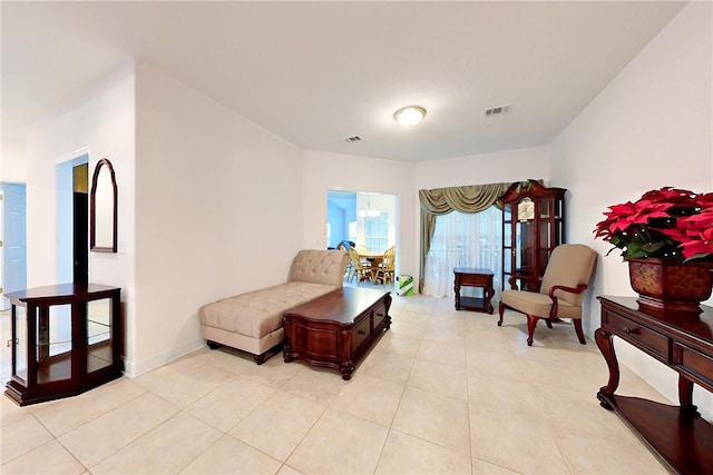 sitting room with light tile patterned flooring